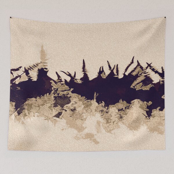 Item preview, Silhouette of platinum gold flower field with coffee brown shades designed and sold by SulkaCreative.