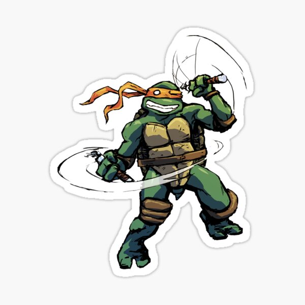 10 Inch Michelangelo Nunchucks Mikey Mike Orange Chucks Turtle TMNT Teenage  Mutant Ninja Turtles Movie Removable Peel Self Stick Wall Decal Sticker