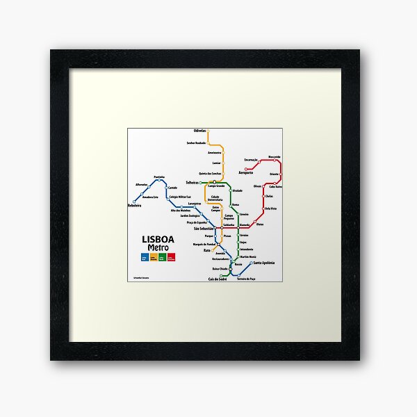LISBON metro network Framed Art Print