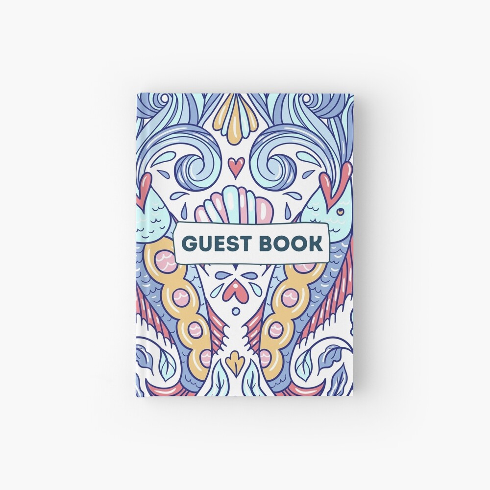 Vacation Rental Guest book with Sea Creature Illustration Hardcover Journal