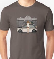 Honda N600 Rally Kei Car With Japanese 60's Asahi Pentax Commercial Girl Unisex T-Shirt