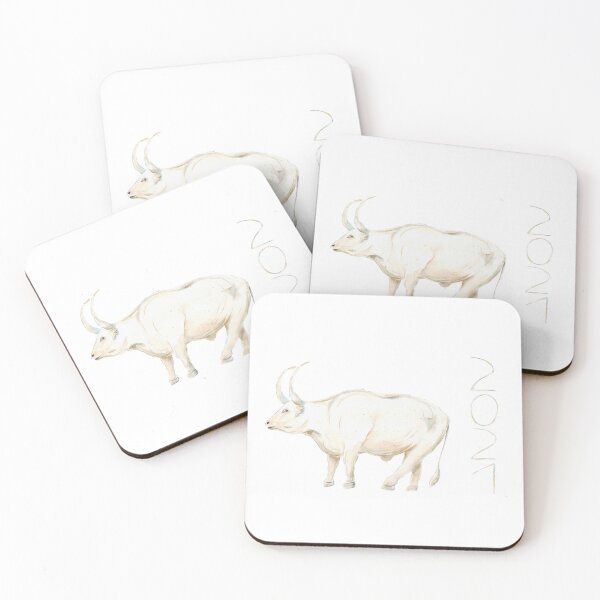 Item preview, Watercolor hand drawn illustration of white bull with lettering 2021 designed and sold by FuzzyLogicKate.