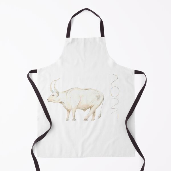 Item preview, Watercolor hand drawn illustration of white bull with lettering 2021 designed and sold by FuzzyLogicKate.