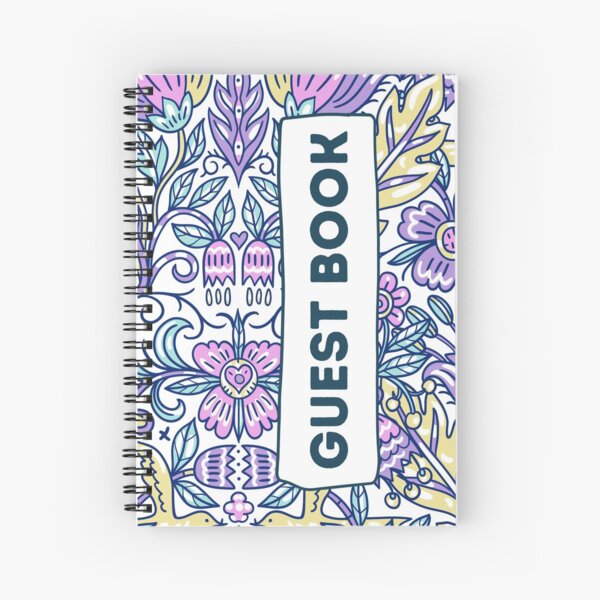 Vacation Rental Guest book with Floral Pattern Illustration Spiral Notebook