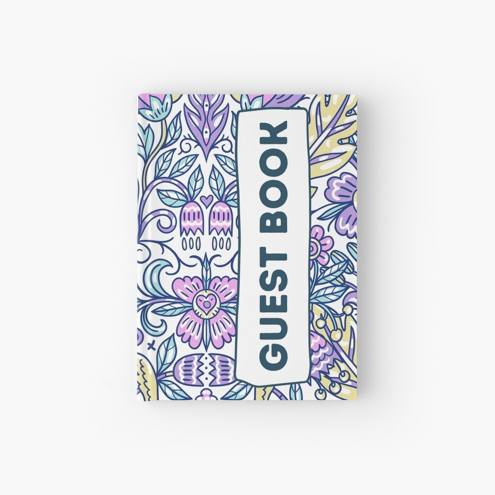 Vacation Rental Guest book with Floral Pattern Illustration Hardcover Journal