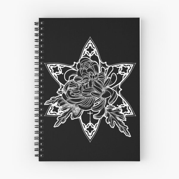 Item preview, Chrysanthemum & Gothic Rosette (white, use it only on dark/black fabric) designed and sold by Pati-Onirie.
