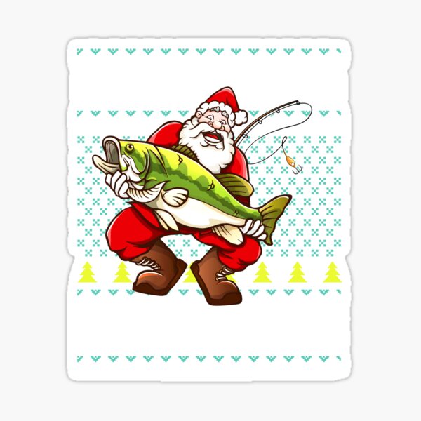 Fish Xmas Ugly Sweater Santa Lighting Perch Fish  