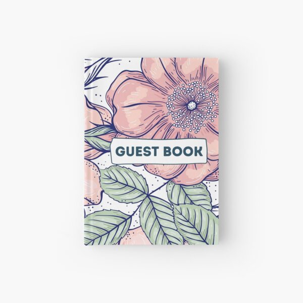 Vacation Rental Guest book with Floral Illustration Hardcover Journal