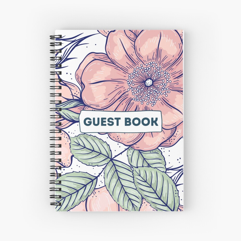 Vacation Rental Guest book with Floral Illustration Spiral Notebook