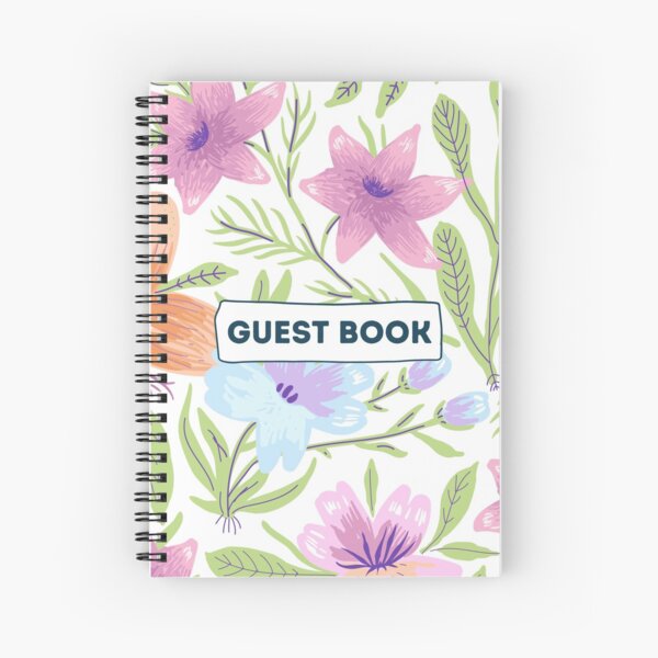 Vacation Rental Guest book with Floral Illustration Spiral Notebook