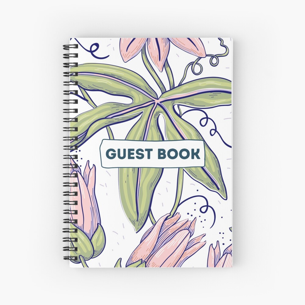 Vacation Rental Guest book with Floral Illustration Spiral Notebook