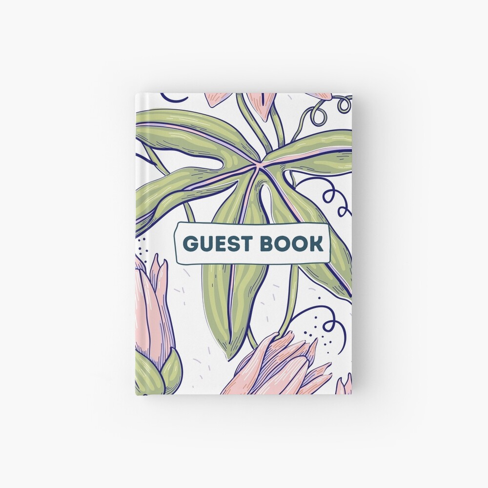 Vacation Rental Guest book with Floral Illustration Hardcover Journal