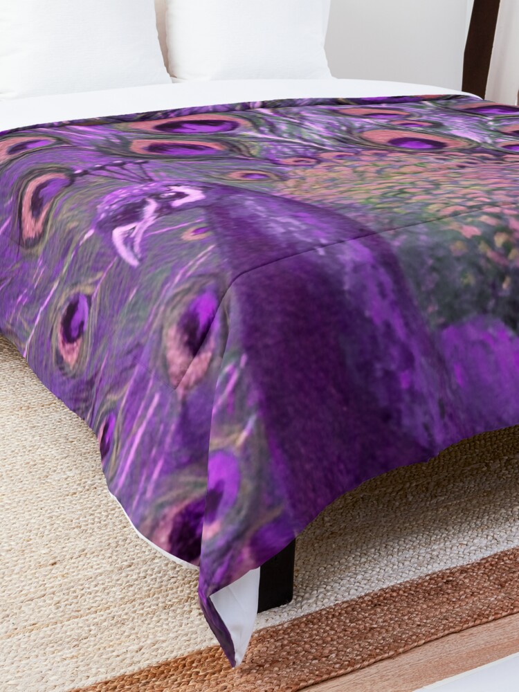 "Purple Peacock Full Glory" Comforter for Sale by Redbubble