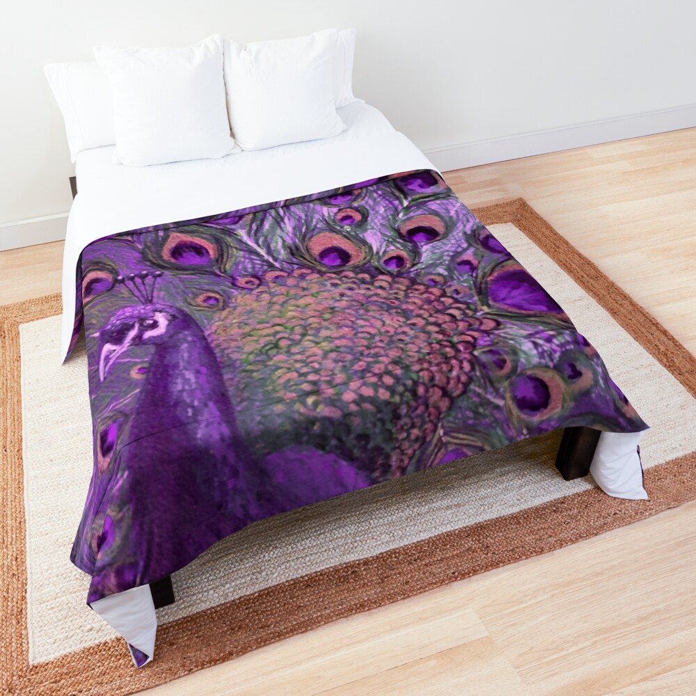 "Purple Peacock Full Glory" Comforter for Sale by Redbubble
