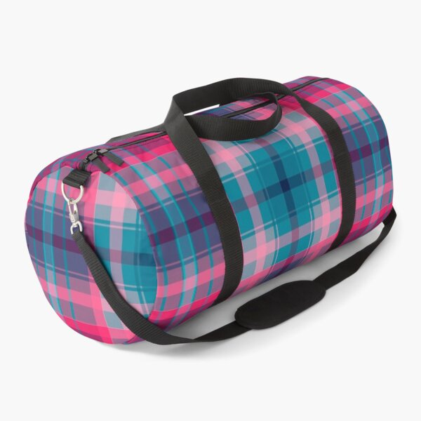 Blue Red Pink Tartan Pattern Duffle Bag