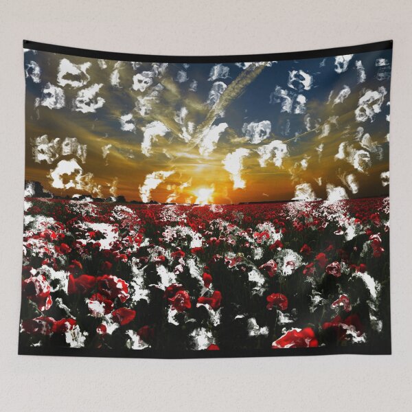 Item preview, Lest we forget Remembrance Day Poppy Field Ink blotch art designed and sold by Deegital18.