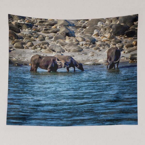 Item preview, Water Buffalo in the Manas River designed and sold by Kathy Weaver.