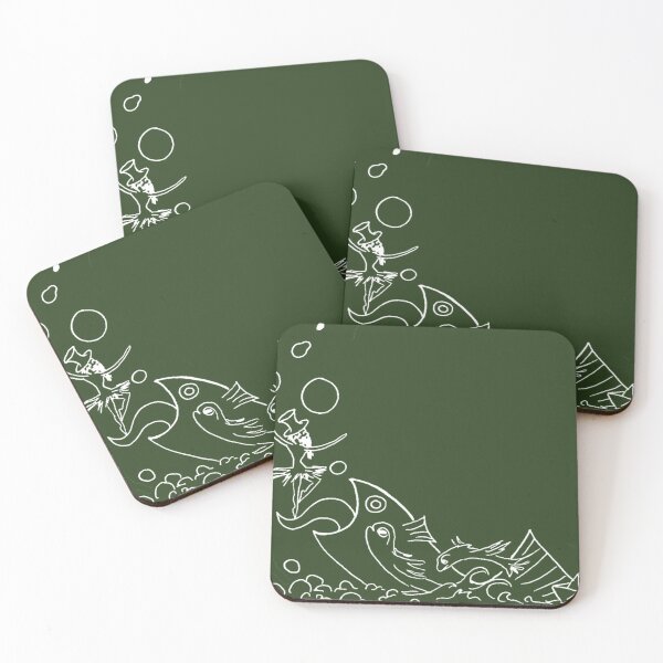 Item preview, A school of crazy fish. And a bearded ballerina. (white-and-green) designed and sold by Canvasvendetta.