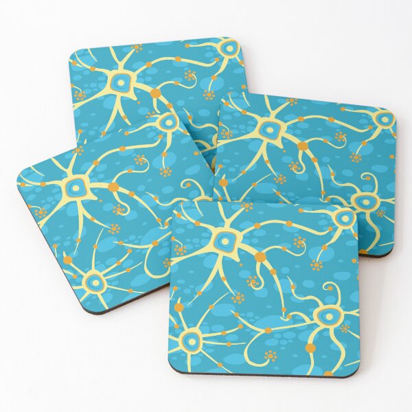 Item preview, neural network - pattern yellow on blue designed and sold by colorofmagic.