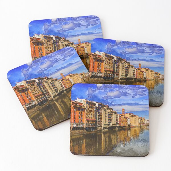 Item preview, Embankment of Arno river with bridge and medieval buildings, Florence, Italy. designed and sold by Newlander90.