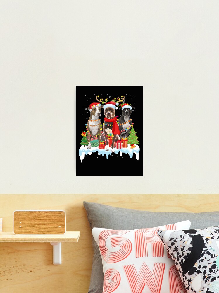 American Pitbull Terrier Reindeer Christmas Lights Funny T-Shirt