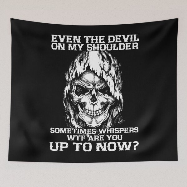 Item preview, Even The Devil On My Shoulder Skull Smiling Face Funny Gift designed and sold by Moran763.