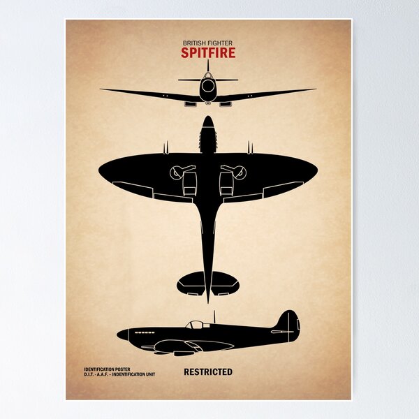 Vista previa del artículo con la obra «Identificación de Spitfire de la Segunda Guerra Mundial», diseñado y vendido por rogue-design.