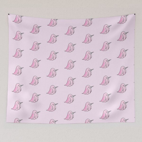 Item preview, Cute Pink Ghost Saying Boo Illustration designed and sold by AlmightyClaire.