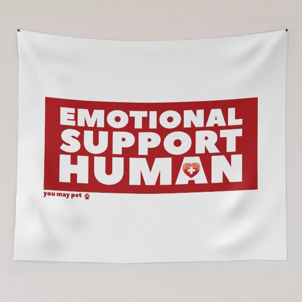 Item preview, Emotional Support Human (you may pet) [heart & paw icons / red mask] designed and sold by Happy Puppy Print On Demand.