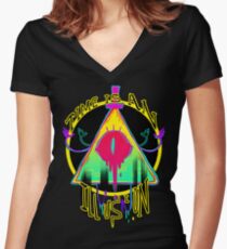 TIME IS AN ILLUSION Women's Fitted V-Neck T-Shirt