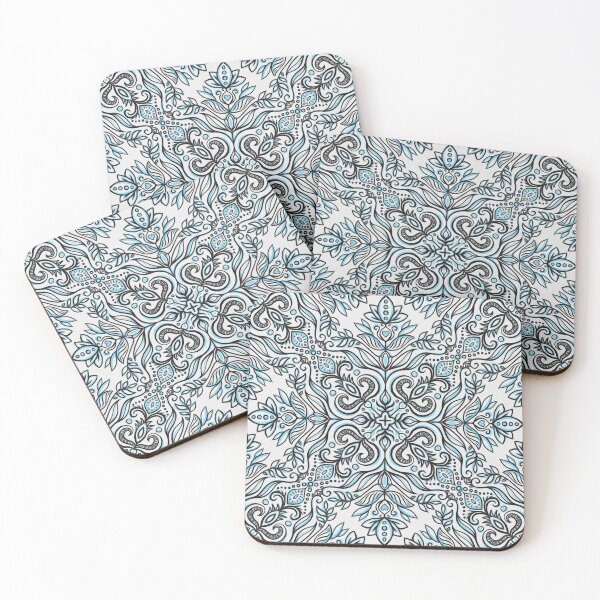 Item preview, Black, Grey and Blue Folk Art Doodle designed and sold by micklyn.