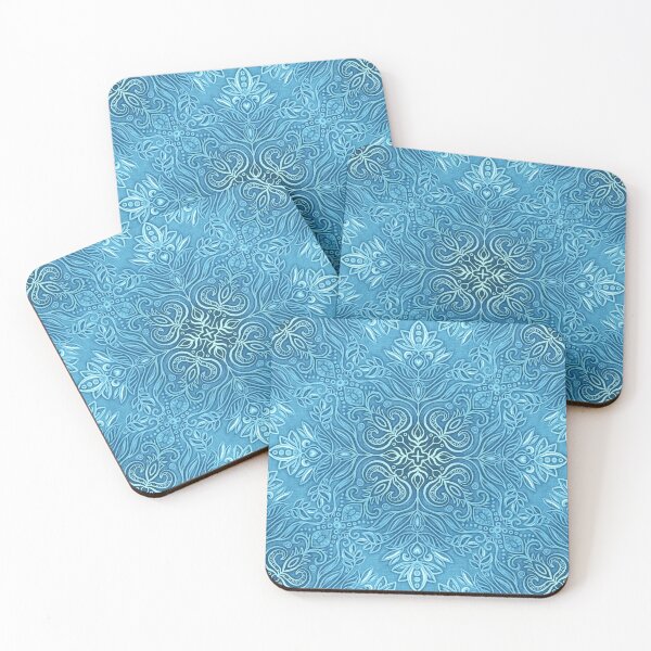 Item preview, Denim Blues Textured Folk Art Doodle designed and sold by micklyn.