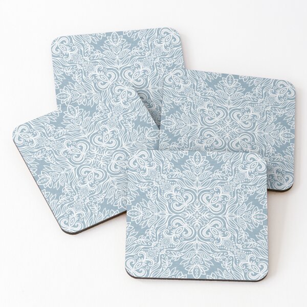 Item preview, Blue Grey and White Textured Folk Art Doodle designed and sold by micklyn.