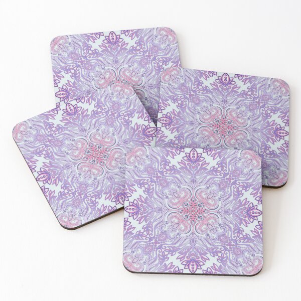Item preview, Grey, Pink and Purple Textured Folk Art Doodle designed and sold by micklyn.