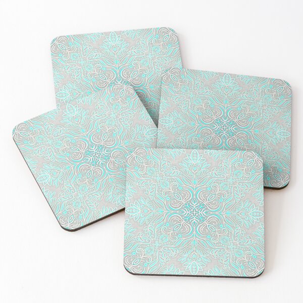 Item preview, Teal and Grey Textured Folk Art Doodle designed and sold by micklyn.