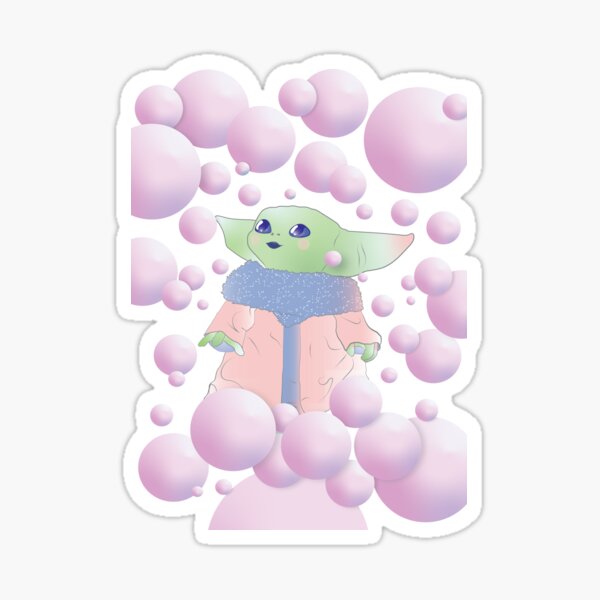 pink bubble gum whimsical blue watercolor star abstract galaxy strokes Sticker
