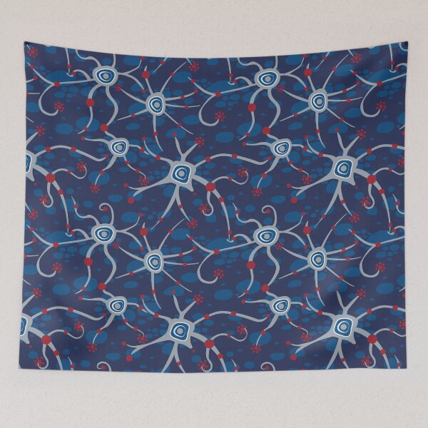 Item preview, neural network - pattern dark blue and red designed and sold by colorofmagic.