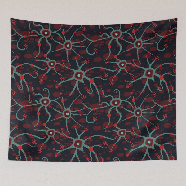 Item preview, Neural network - teal and dark red - seamless pattern designed and sold by colorofmagic.
