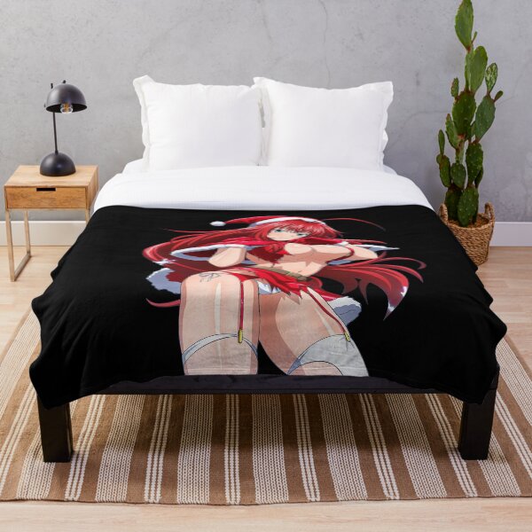 A devil in disguise, Rias Gremory in a Santa's hat and red sexy lingerie. High School DxD anime manga waifu. | Black color Throw Blanket