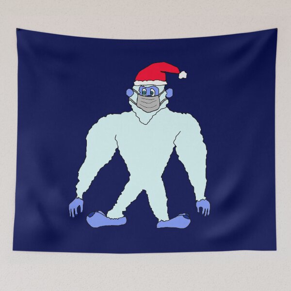 Item preview, Yeti with mask Merry Christmas  designed and sold by oxoxoxo.