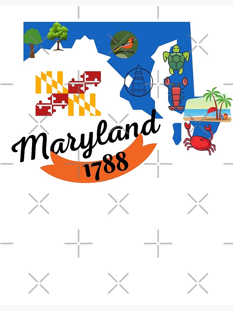 Disover Pictorial map of Maryland Premium Matte Vertical Poster