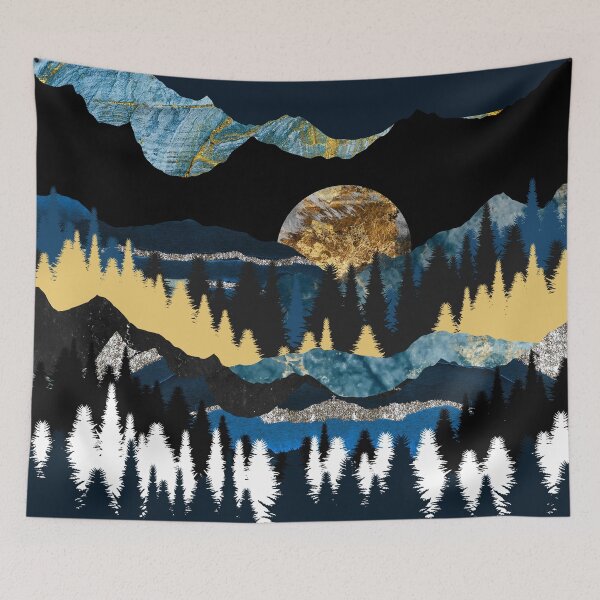 Item preview, Abstract Mystic Blue Forest and Mountain designed and sold by KA DESIGNS.