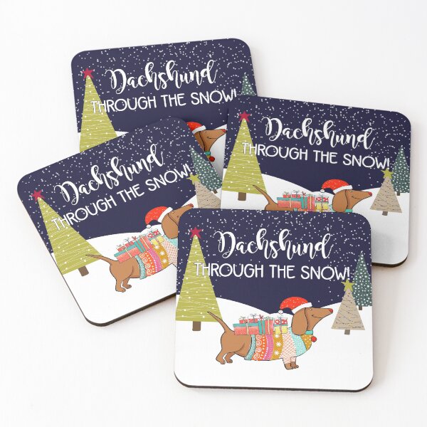 Item preview, Christmas dog Dachshund through the snow designed and sold by TheArtyApples.