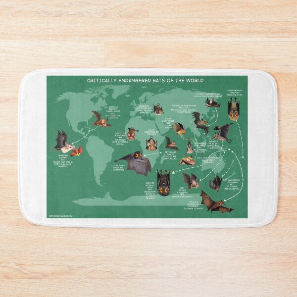 Item preview, Critically Endangered Bats World Map designed and sold by Green Humour.