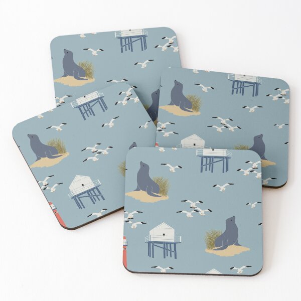Item preview, Cloudy dutch beach with seals pattern designed and sold by JokeGysen.