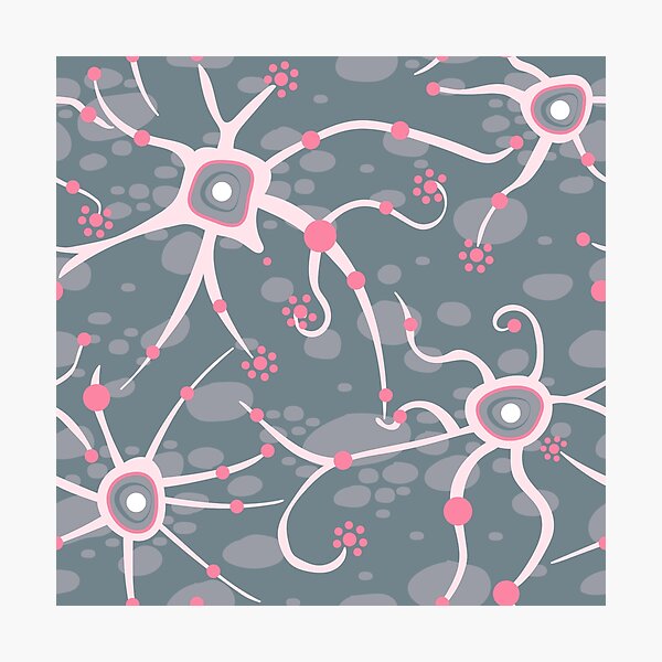 neuronales Netzwerk - Muster silbergrau und rosé Fotodruck