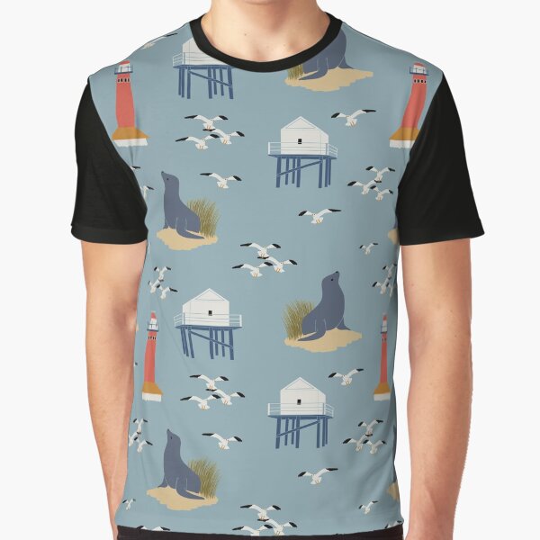 Item preview, Cloudy dutch beach with seals pattern designed and sold by JokeGysen.