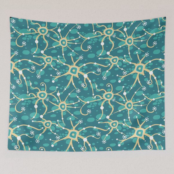 Item preview, neural network - pattern light yellow and water green designed and sold by colorofmagic.