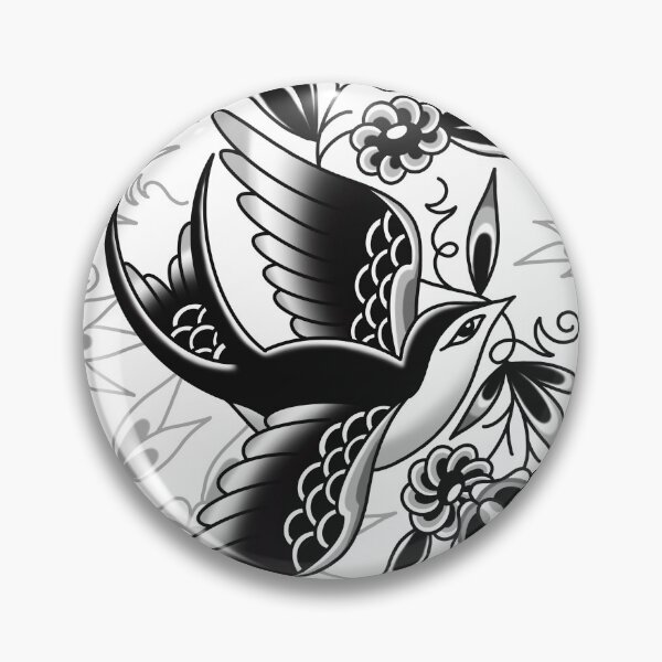 Item preview, traditional swallow and flowers designed and sold by MayaBrant.