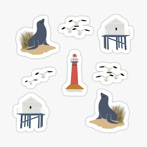 Item preview, Cloudy dutch beach with seals ticker pack designed and sold by JokeGysen.